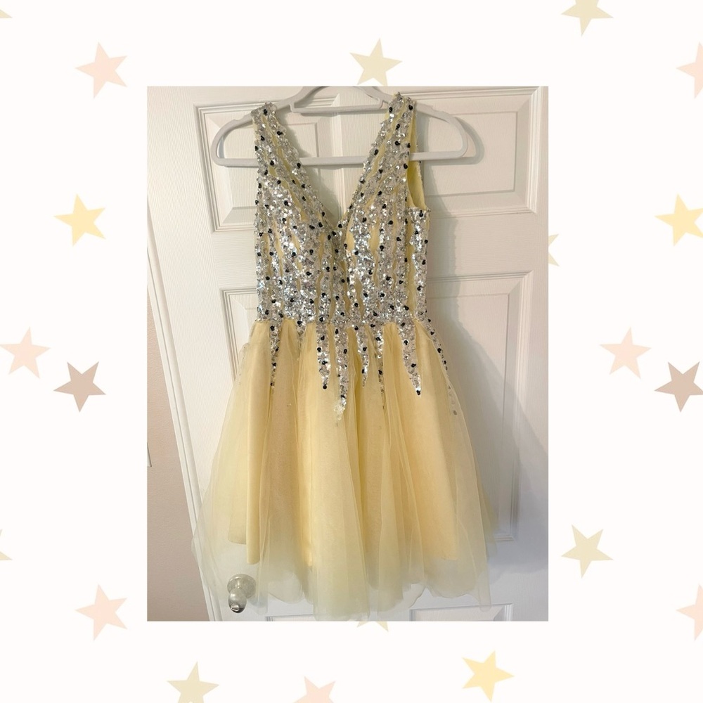 New Sparkling Yellow Mini Dress